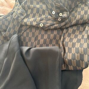 L.A.M.B. Black and Brown Geometric Straight Leg Pantsuit/ jumpsuit